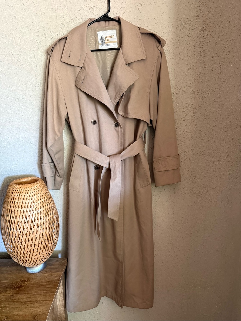 London Fog Taupe Double-Breasted Trench Coat